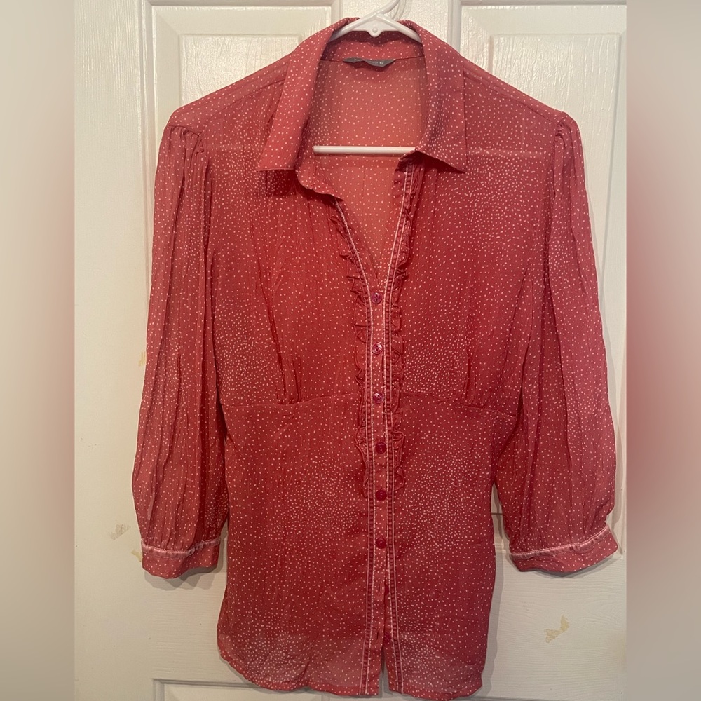 per una pink Semi Sheer Blouse - Size 12